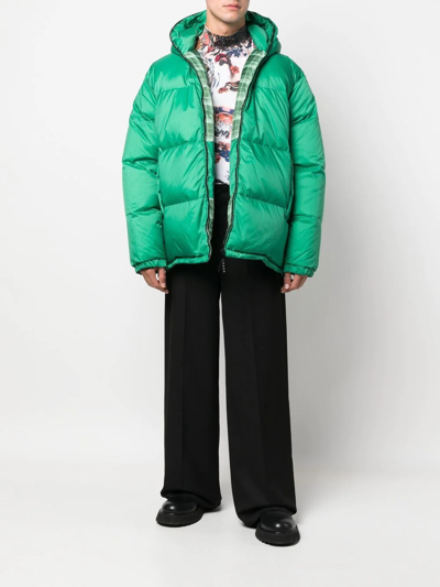 Shop Marni Reversible Padded Hooded Coat In Grün