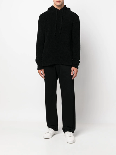 Ten C Sherpa Wool-blend Hoodie In Schwarz