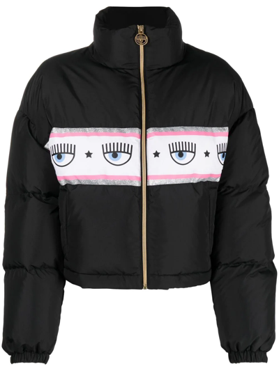 Shop Chiara Ferragni Logo-print Puffer Jacket In Schwarz