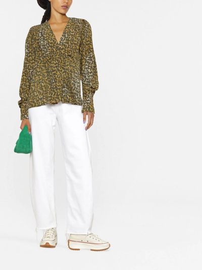 Shop Isabel Marant Étoile V-neck Printed Blouse In Grün