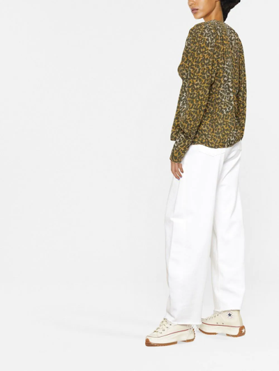 Shop Isabel Marant Étoile V-neck Printed Blouse In Grün