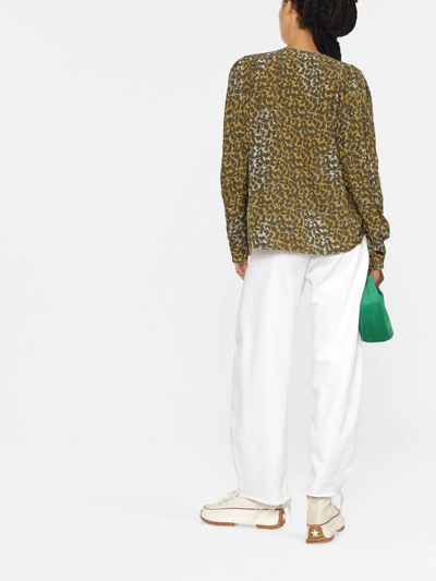 Isabel Marant Étoile Amirya V-neck Printed-blouse In Grün