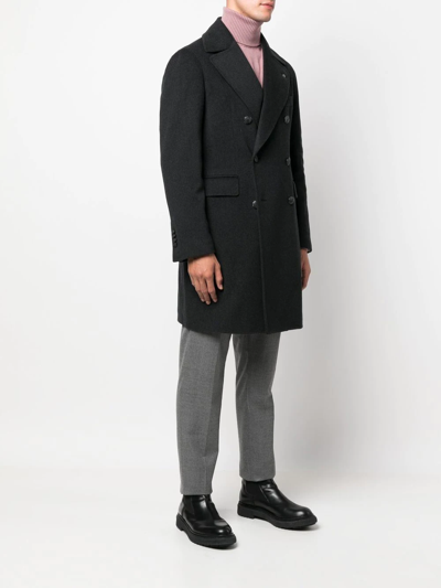 Shop Tagliatore Double-breasted Coat In Grau