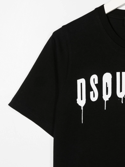 Shop Dsquared2 Spray-paint Logo-print T-shirt In Schwarz