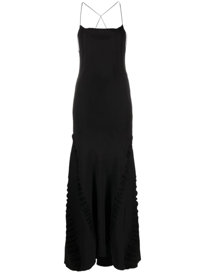 Shop Jacquemus Crema Open-back Ruched Dress In Schwarz