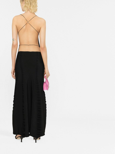 Shop Jacquemus Crema Open-back Ruched Dress In Schwarz