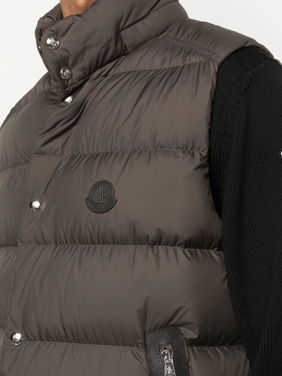 Shop Moncler Logo-patch Padded Gilet In Green