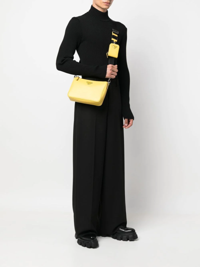 Prada Saffiano-leather Crossbody Bag In Yellow