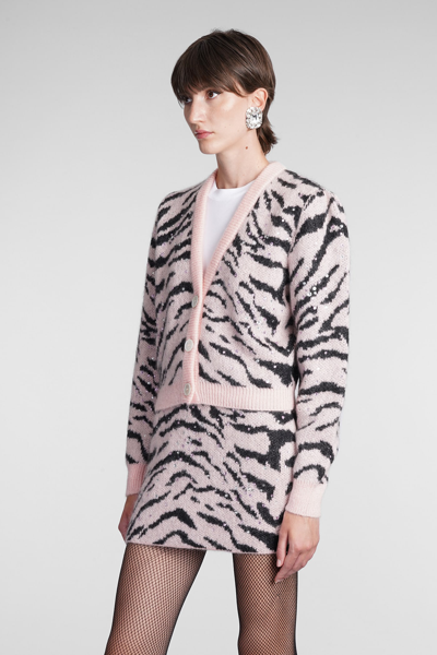 Shop Alessandra Rich Cardigan In Rose-pink Wool