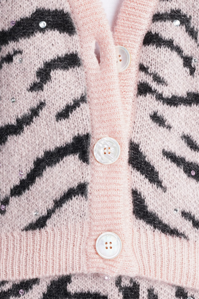 Shop Alessandra Rich Cardigan In Rose-pink Wool