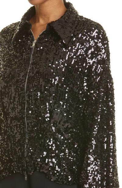 Shop Khaite Arnaud Sequin Jacket In Black