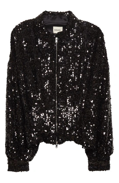 Shop Khaite Arnaud Sequin Jacket In Black