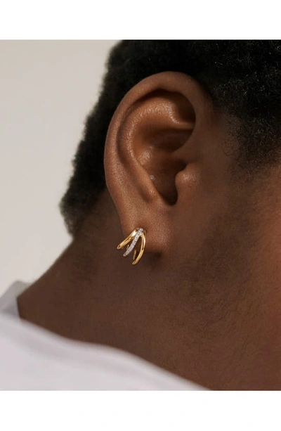 Monica Vinader Gold Riva Triple Wave Diamond Huggie Earrings Diamond In 18ct Gold Vermeil On Sterling