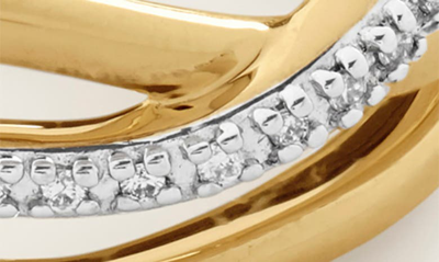 Monica Vinader Gold Riva Diamond Crossover Ring Diamond In 18ct Gold Vermeil On Sterling