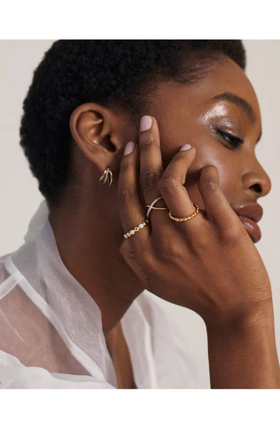 Monica Vinader Gold Riva Triple Wave Diamond Huggie Earrings Diamond In 18ct Gold Vermeil On Sterling