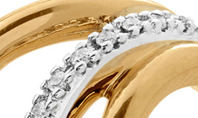 Monica Vinader Gold Riva Triple Wave Diamond Huggie Earrings Diamond In 18ct Gold Vermeil On Sterling