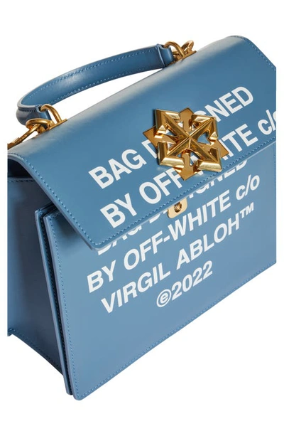 Shop Off-white Jitney Quote Logo Leather Handbag In Blue White