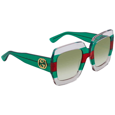 Shop Gucci Green Gradient Square Sunglasses Gg0178s 001 54