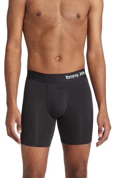 Shop Tommy John 2-pack Cool Cotton 6-inch Boxer Briefs In Black/ Black