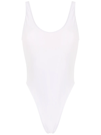 Shop Adriana Degreas Plain High-cut Swimsuit In White