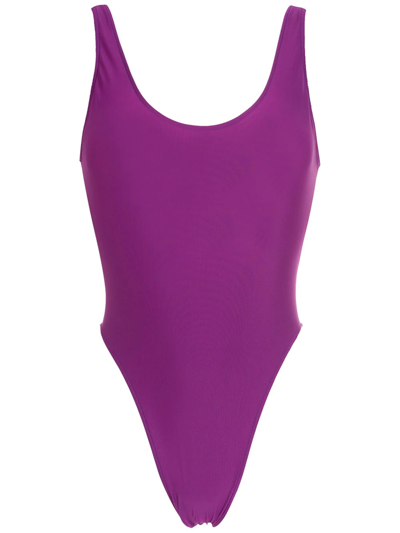 Shop Adriana Degreas Plain High-leg Swimsuit In Purple