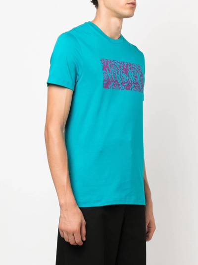 Shop Versace Logo-print Short-sleeved T-shirt In Blau
