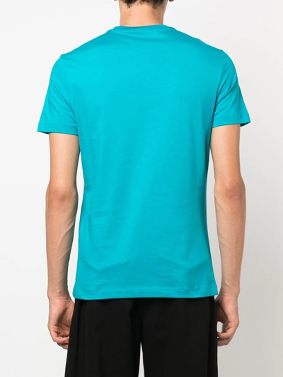 Shop Versace Logo-print Short-sleeved T-shirt In Blau