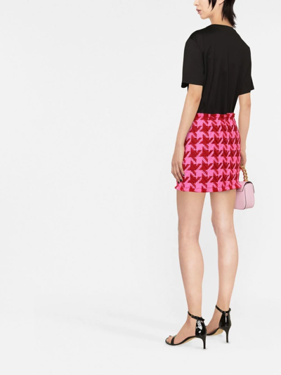 Shop Versace Houndstooth Pattern Mini Skirt In Rosa