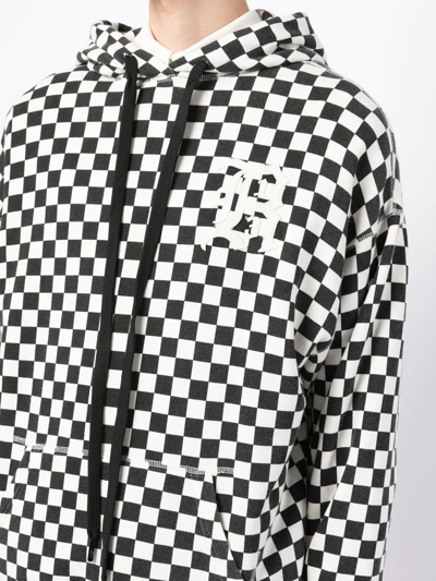 Shop R13 Checkerboard-print Cotton Hoodie In Schwarz