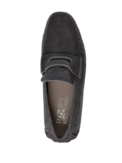 Shop Ferragamo Tonal-logo Loafers In Grau