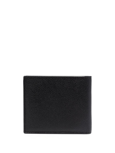 Valextra Pebbled Folding Wallet In Schwarz