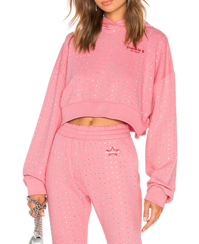 Shop Frankie B Kylie Cropped Hoodie In Pink