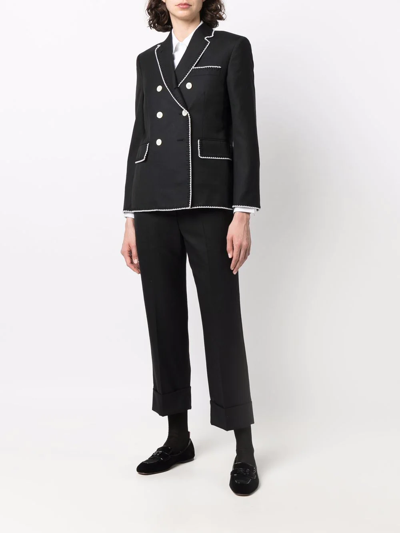 Shop Thom Browne Pearl-detailing Tailored Wool Trousers In Black