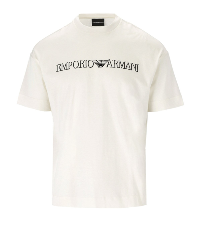 Shop Emporio Armani Off-white T-shirt With Logo