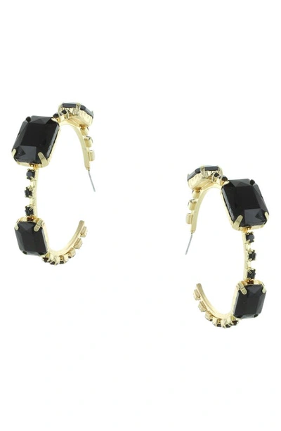 Shop Olivia Welles Pina Bauble Hoop Earrings In Gold / Black