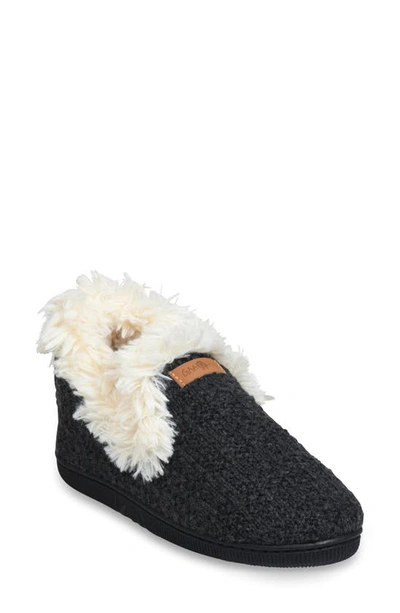 Shop Gaahuu Knit & Faux Fur Slipper In Charcoal Grey