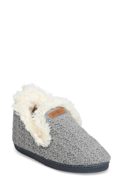 Shop Gaahuu Knit & Faux Fur Slipper In Grey