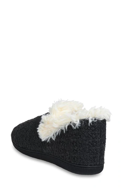 Shop Gaahuu Knit & Faux Fur Slipper In Charcoal Grey