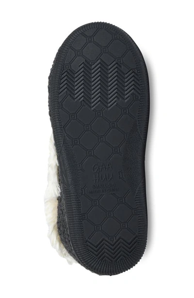 Gaahuu Knit & Faux Fur Slipper In Charcoal Grey