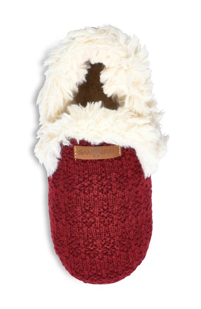 Shop Gaahuu Knit & Faux Fur Slipper In Ruby
