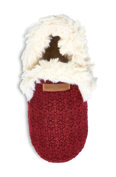 Gaahuu Knit & Faux Fur Slipper In Ruby
