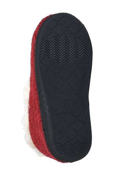 Gaahuu Knit & Faux Fur Slipper In Ruby