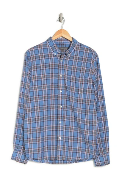 Shop Slate & Stone Plaid Long Sleeve Shirt In Light Blue Brown Plaid Madras