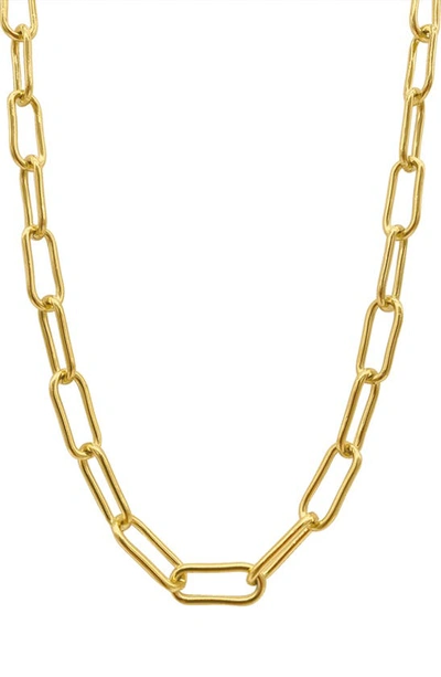 Shop Adornia 14k Gold Plated Water Resistant Paper Clip Chain Necklace In Yellow