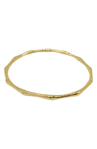 Shop Adornia 14k Gold Plated Bamboo-shaped Bangle Bracelet In Yellow