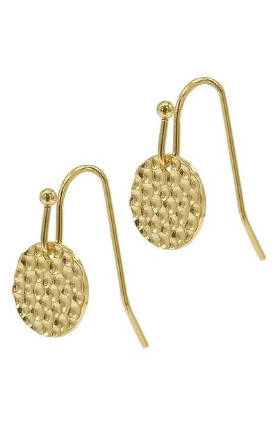 Shop Adornia Hammered Disc Drop Earrings In Yellow