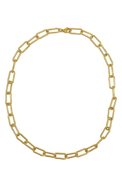 Shop Adornia 14k Gold Plated Water Resistant Paper Clip Chain Necklace In Yellow