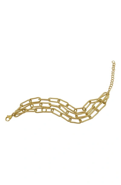 Shop Adornia Paper Clip Chain Layered Bracelet In Yellow