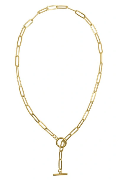 Adornia Tarnish Resistant 14k Gold Plated Slide Thru Paper Clip Chain Lariat In Yellow