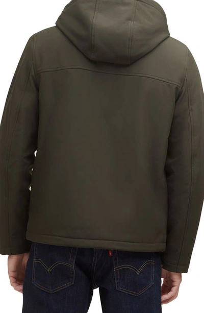 Levi's Soft Shell Faux Shearling Lined Jacket In Olive